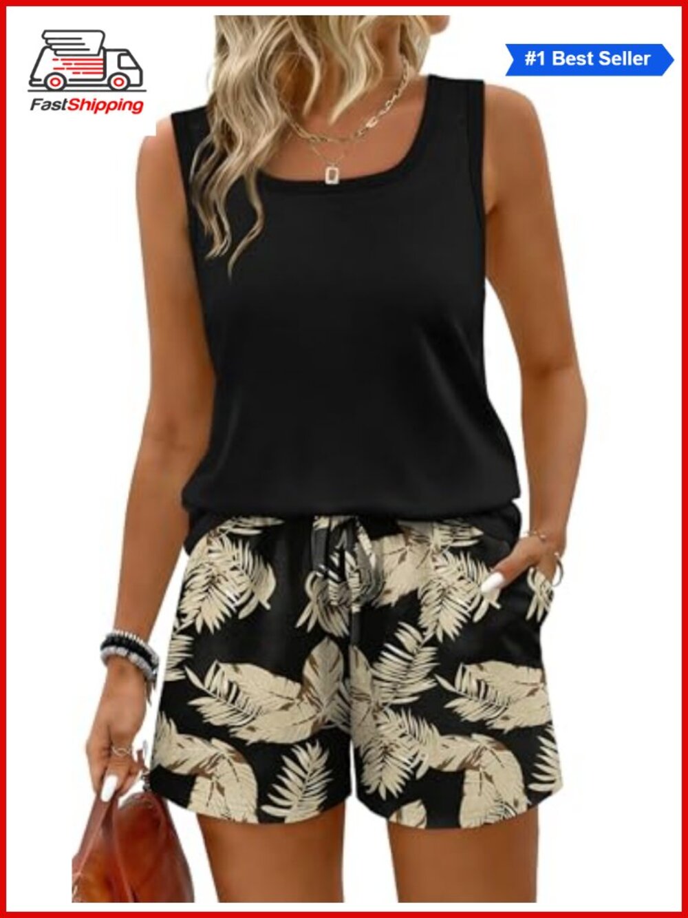 ✨ Two Piece Lounge Set Shorts Tank Top Sleeveless Sweatsuit with Pockets